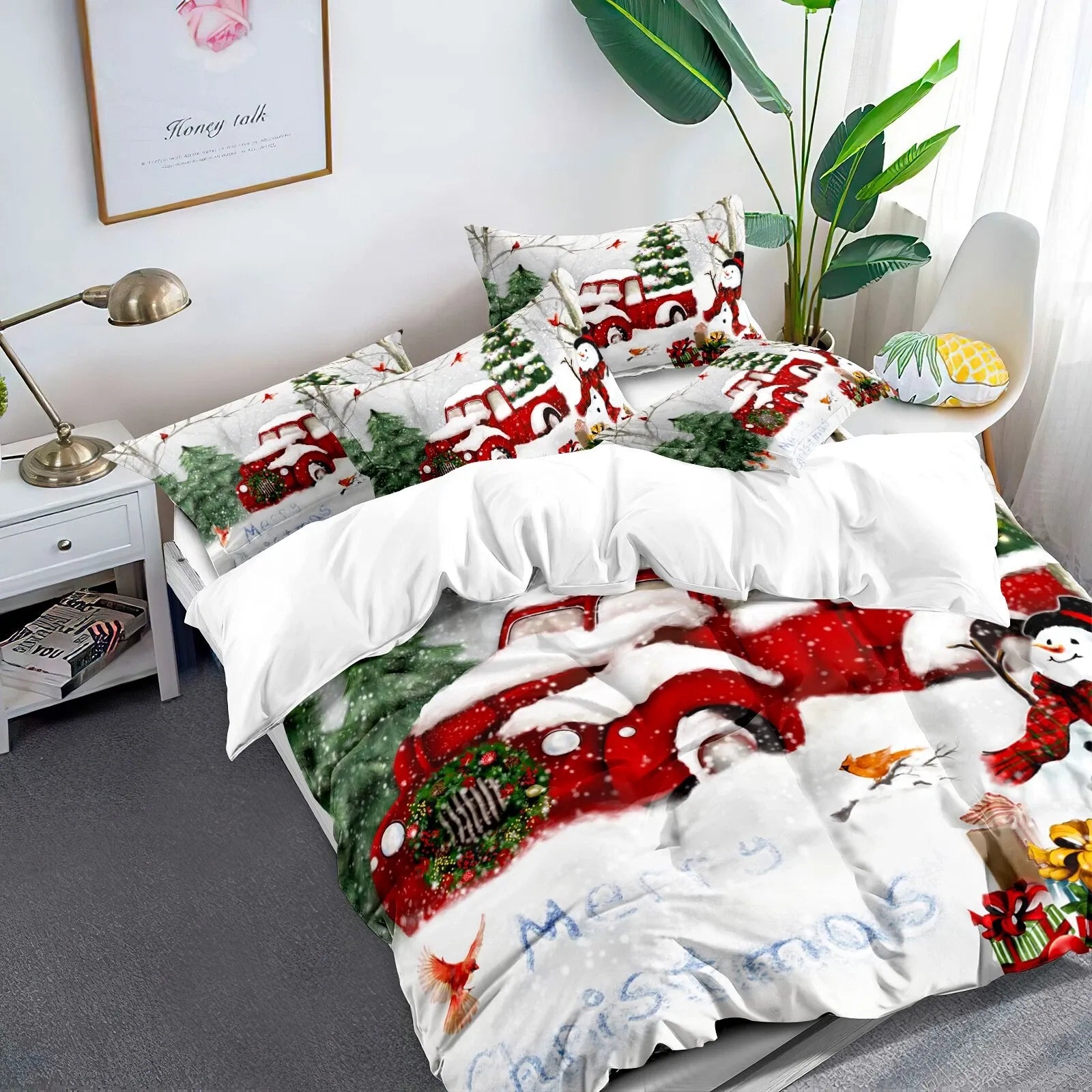 Christmas Calais Botanical Quilt / Doona / Duvet Cover set
