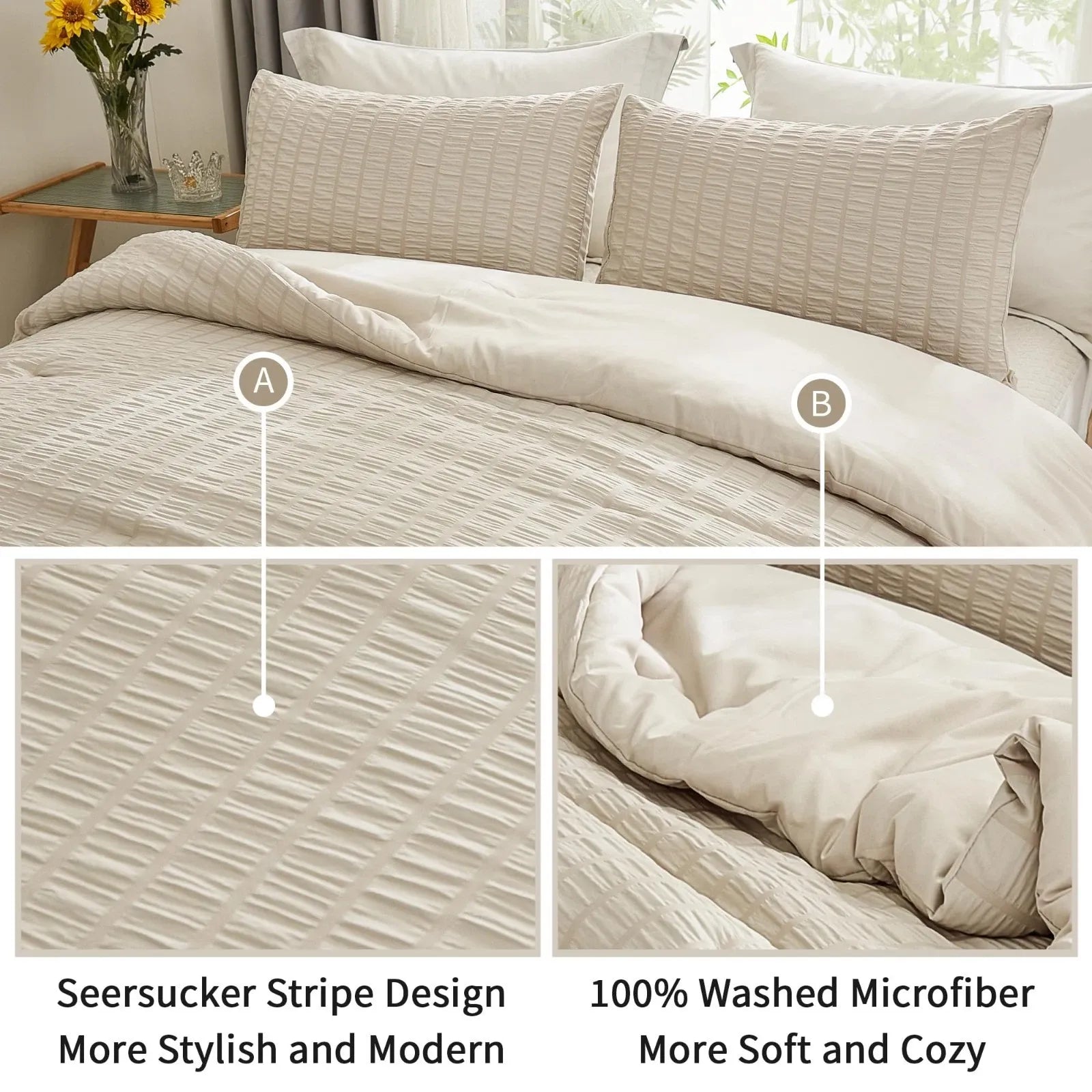Stripe Lombardy Serenity Quilt / Doona / Duvet Cover set