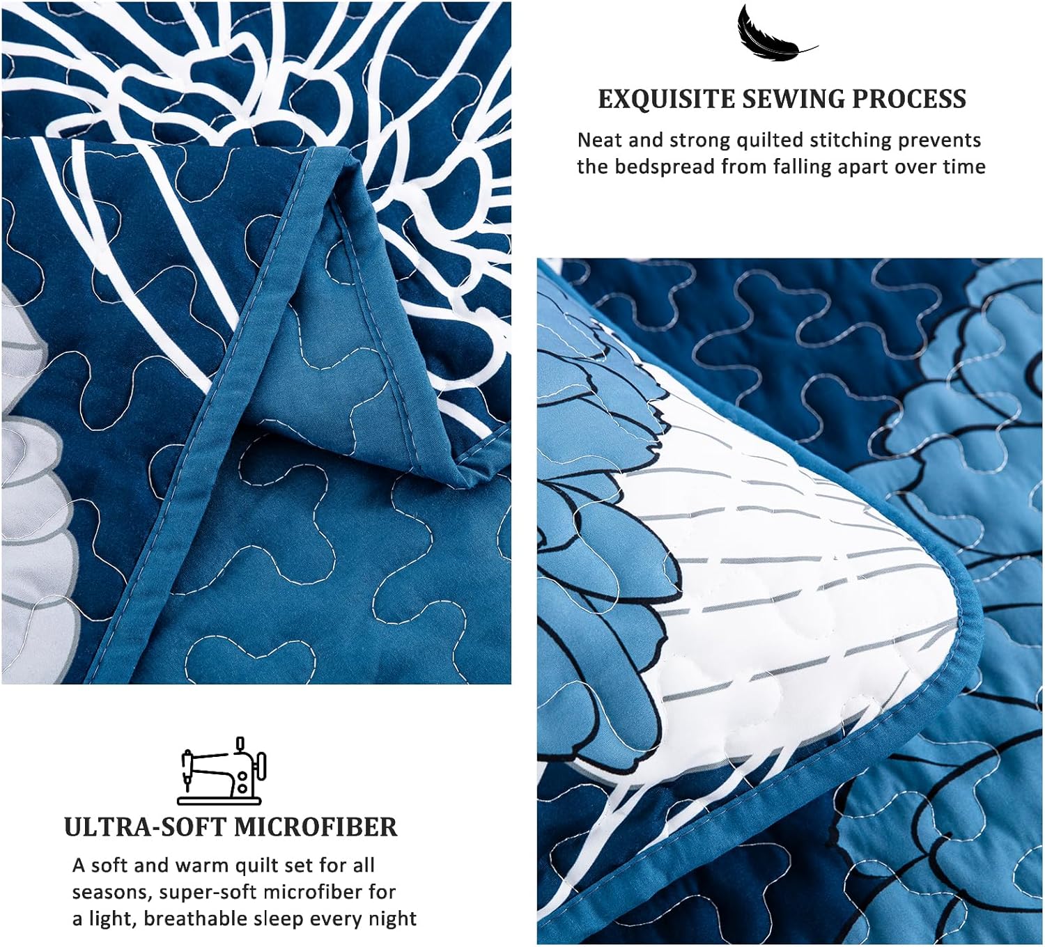 Frosted Magnolia Chic blue 3 Pc Comforter & Pillow Cover Set KING