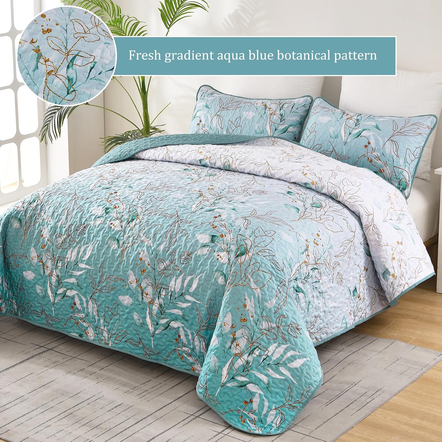Radiating Quilted bedspread and pillowcovers set: Shine in Your Bedroom - Queen size