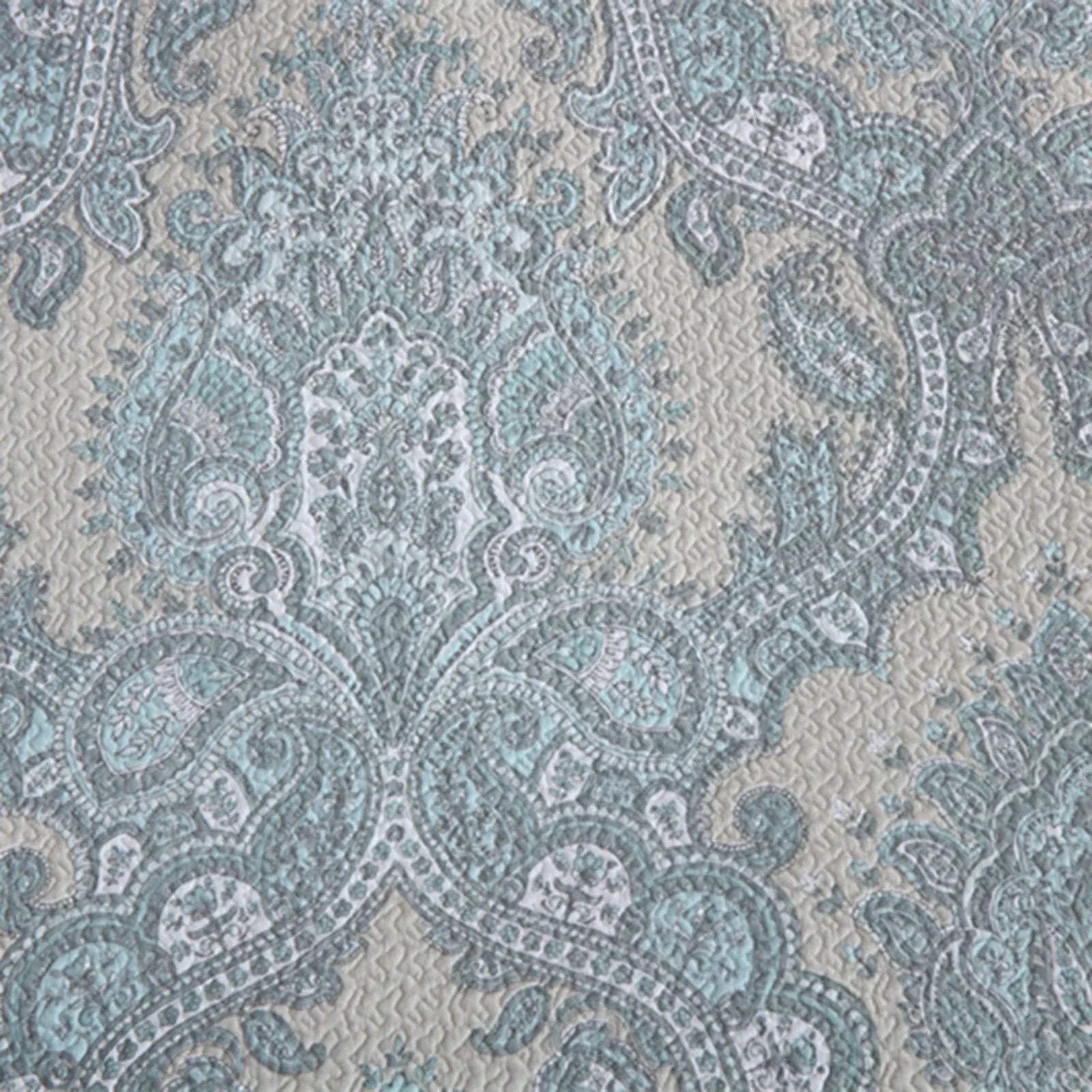 100% Cotton Blue Silver Damask Bloom Coverlet Bedspread Set