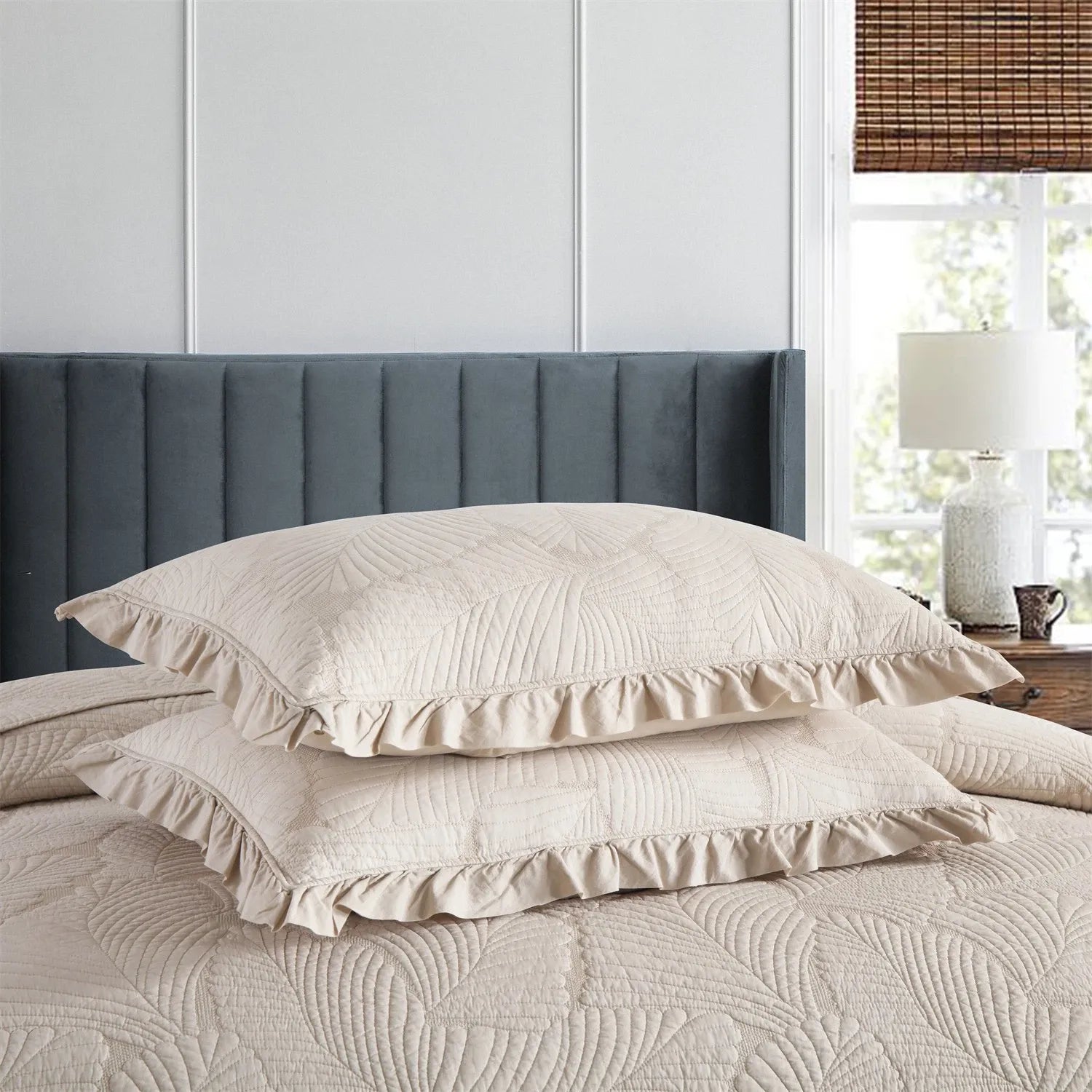 100% Cotton Embossed Ivory Haven Coverlet Bedspread Set