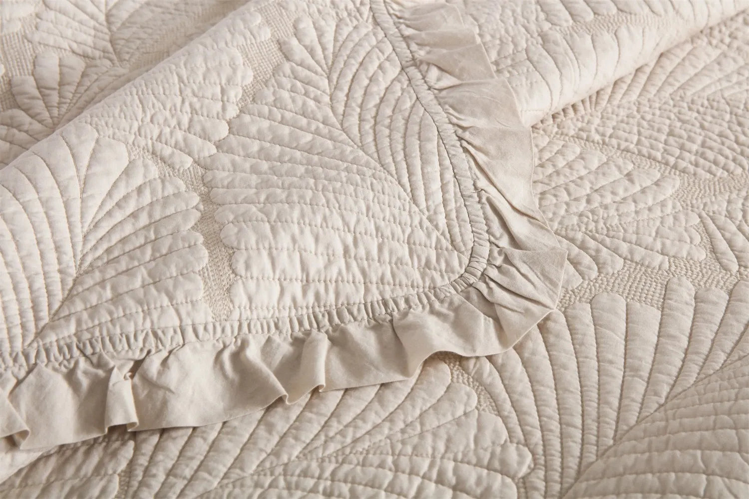 100% Cotton Embossed Ivory Haven Coverlet Bedspread Set