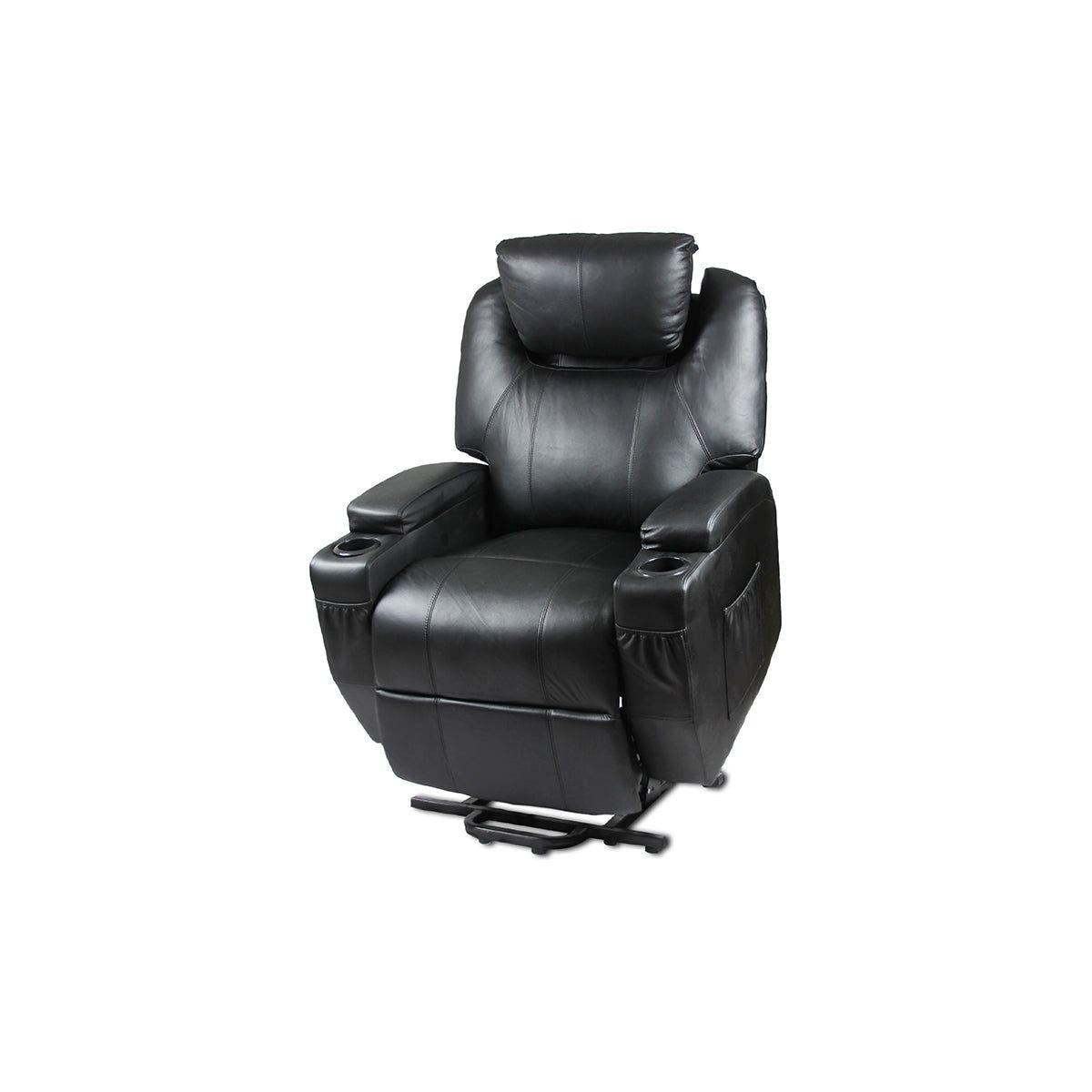 Recliner Lift Heat Massage Armchair Sofa Leather 2 Motor Chair Black