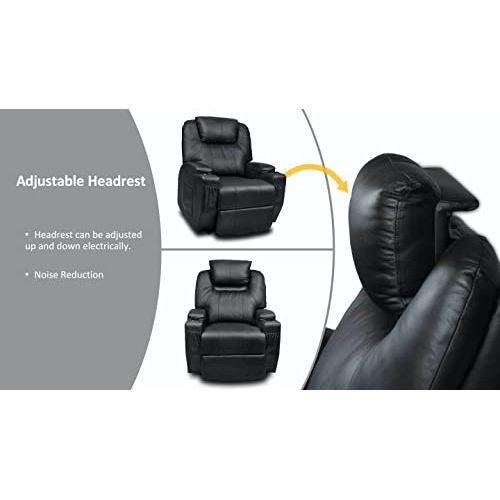 Recliner Lift Heat Massage Armchair Sofa Leather 2 Motor Chair Black