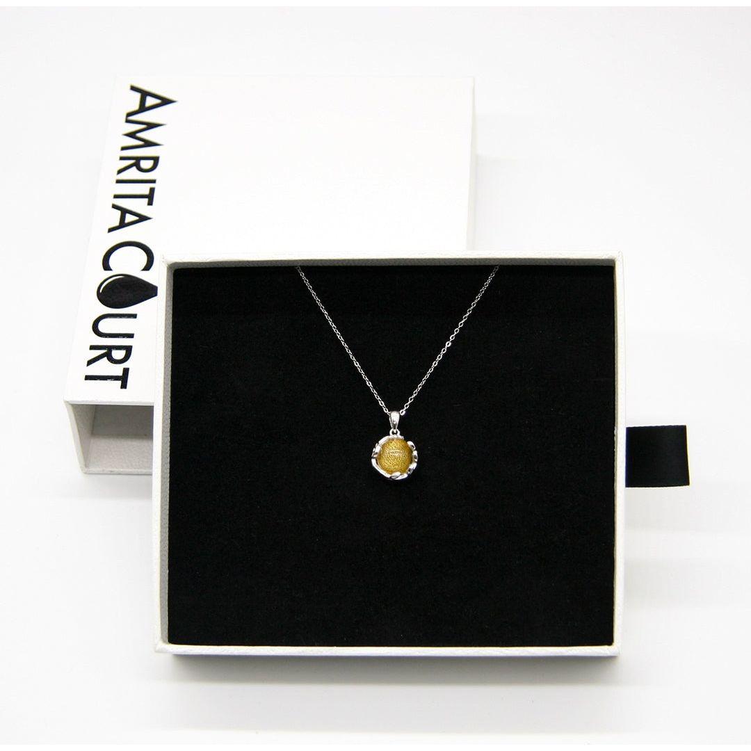 Gift Gox - Aroma Necklace White Gold - Planet Jovian Gold (Golden Yellow) + Purify Oil Blend