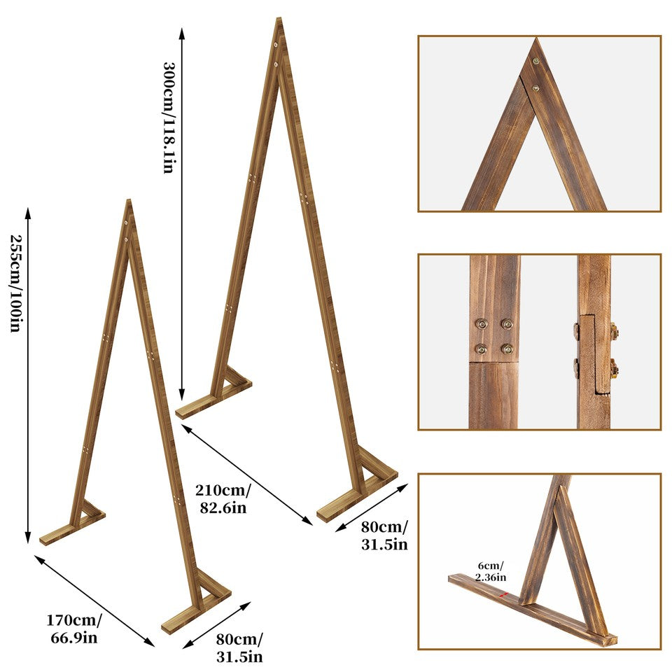 Set of 2 Nesting Wood Wedding Arch Huge Decorative Garden Wedding Backdrop Stand
