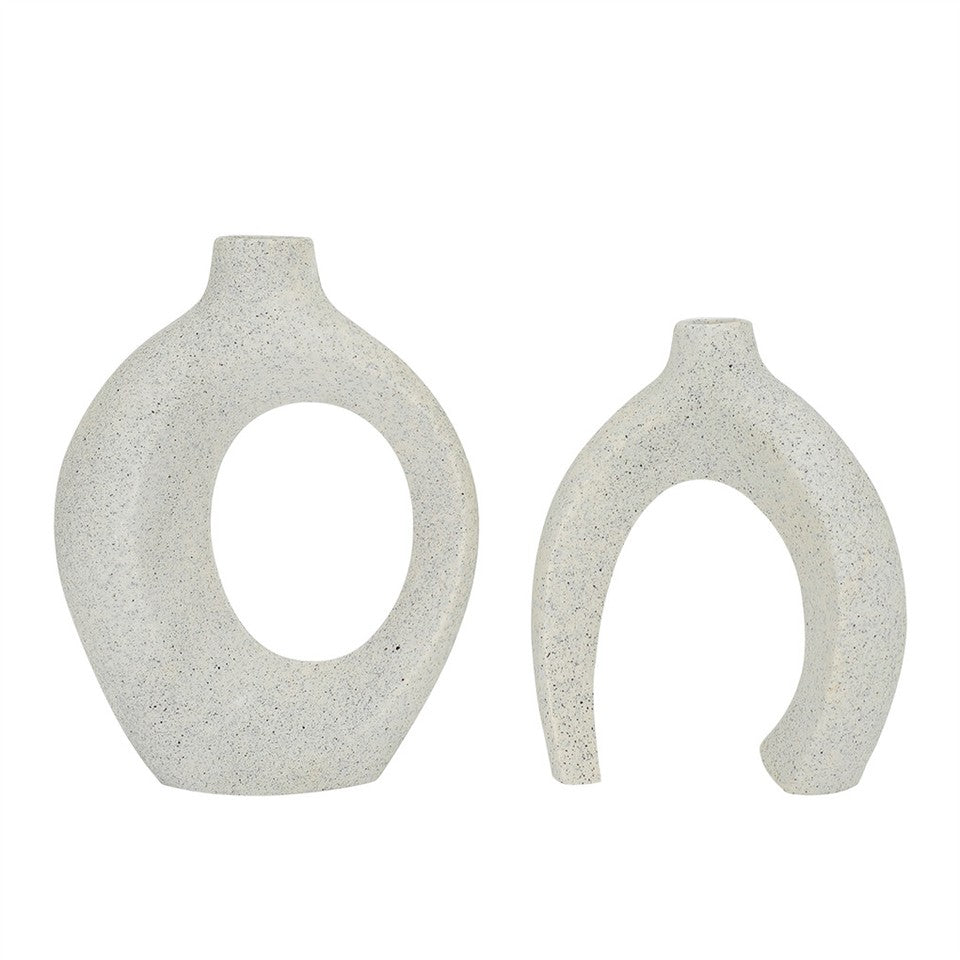 Set of 2 Nordic Boho Hollow Snuggle Vases Resin Flower Vases Living Room Decor