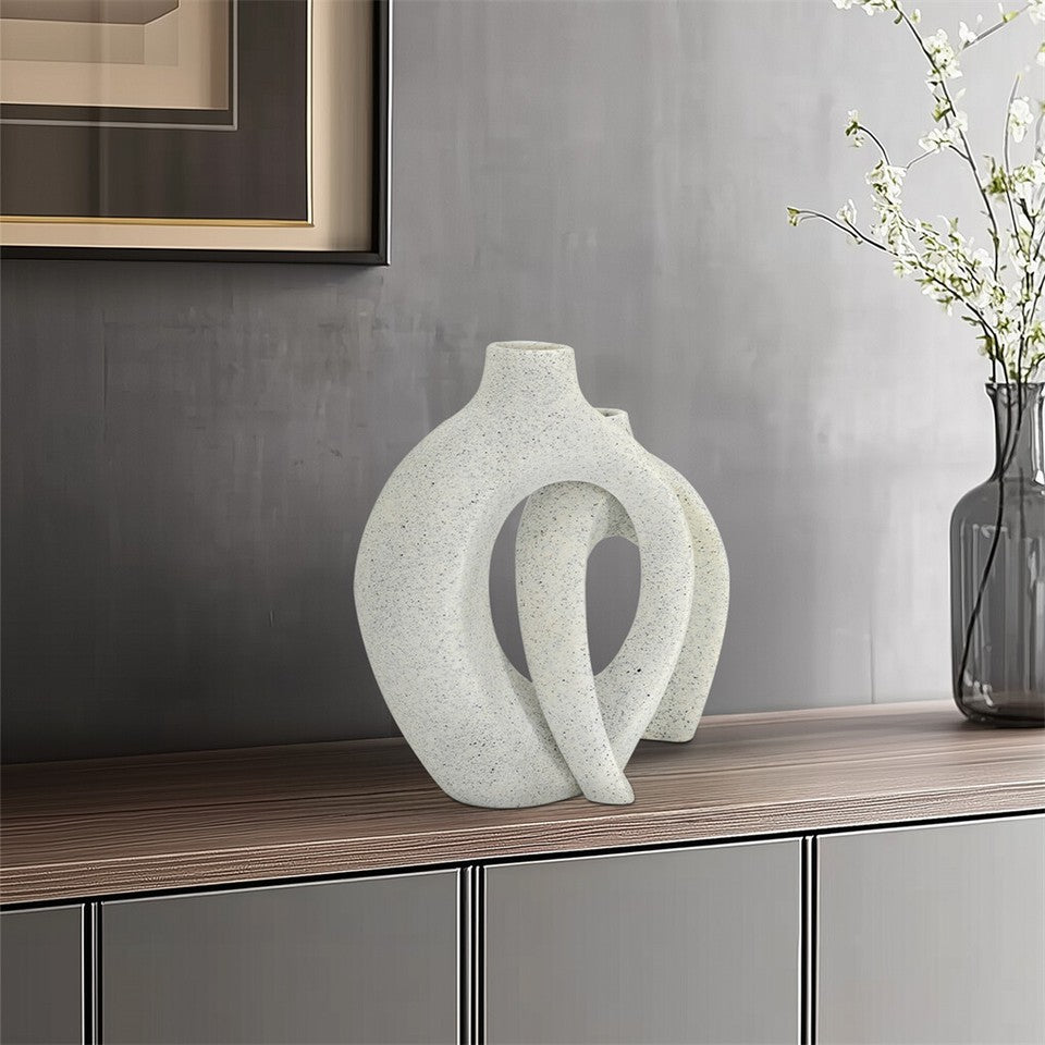 Set of 2 Nordic Boho Hollow Snuggle Vases Resin Flower Vases Living Room Decor