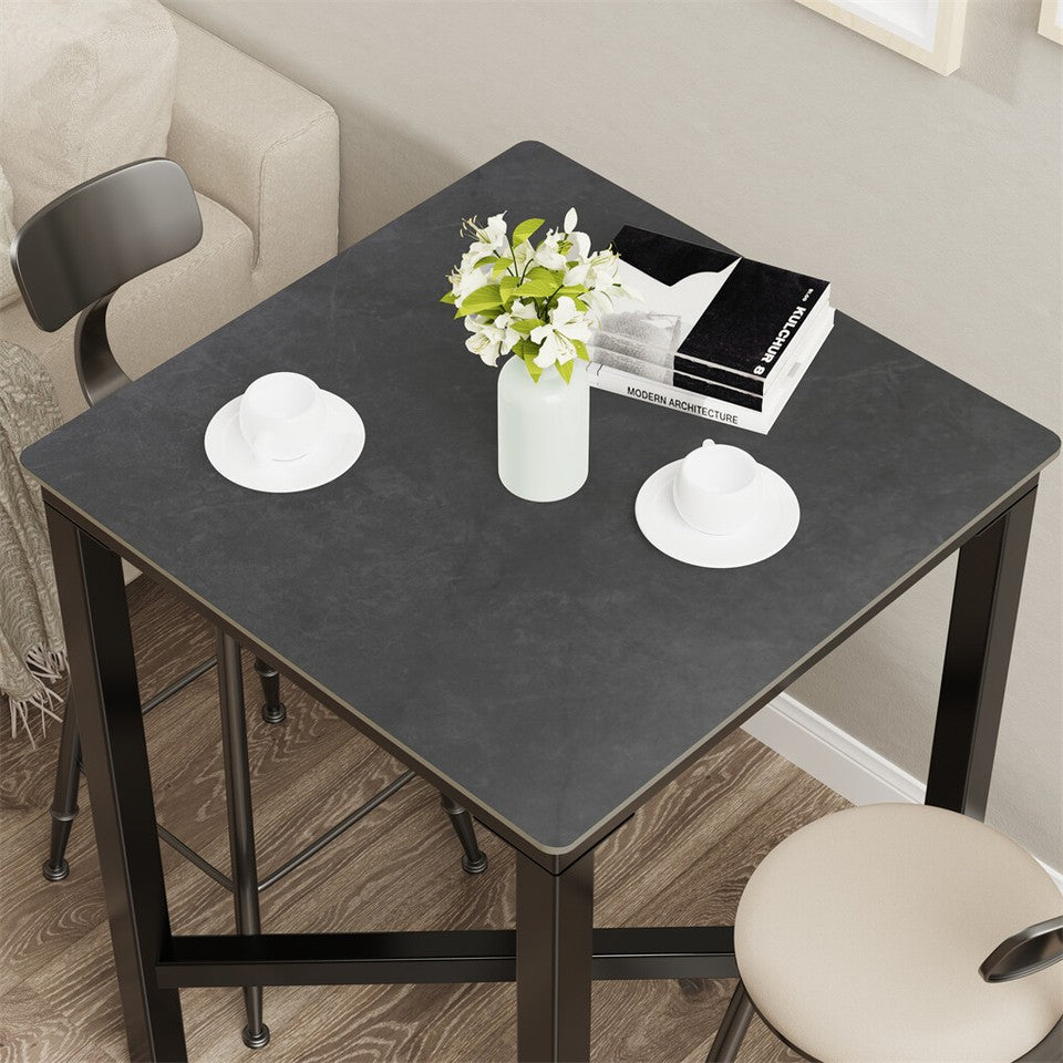 Tall Square Sintered Stone Bar Table