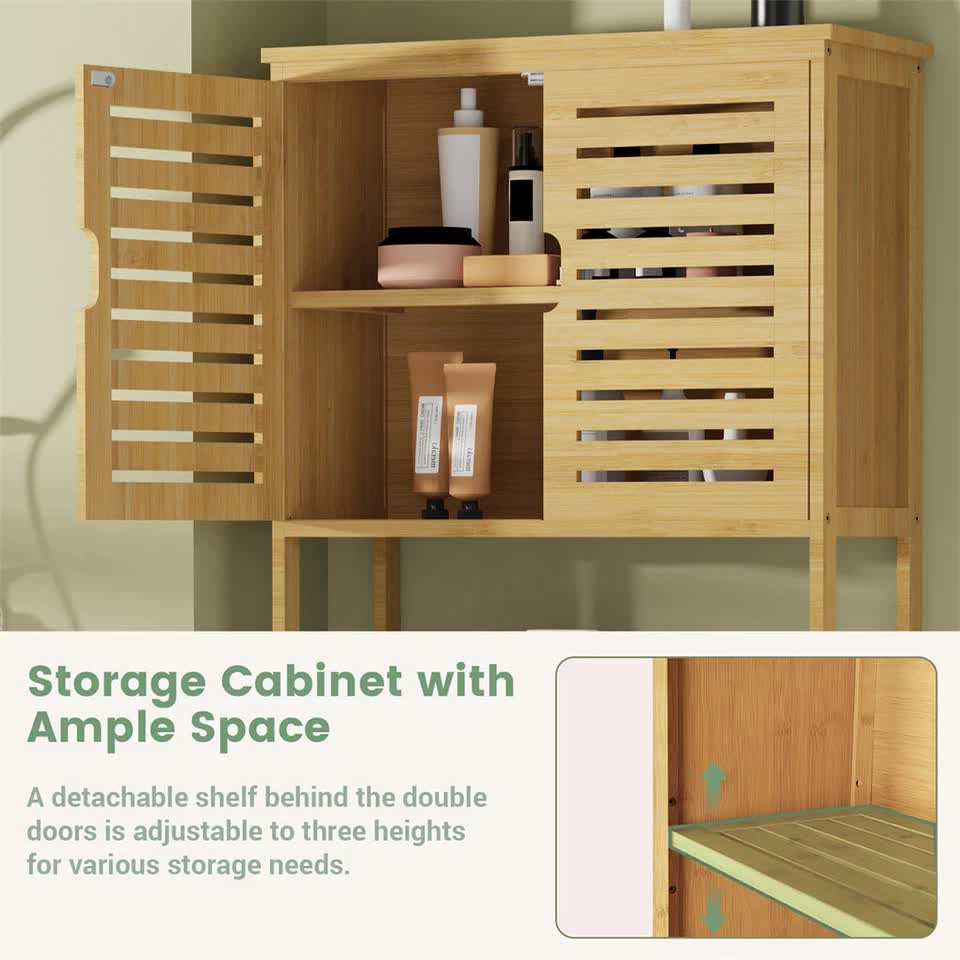 4-Tier Bamboo Bathroom Toilet Storage Rack