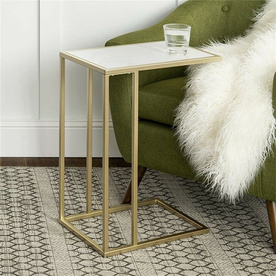 Heavy-Duty C-Shaped End Table with Storage