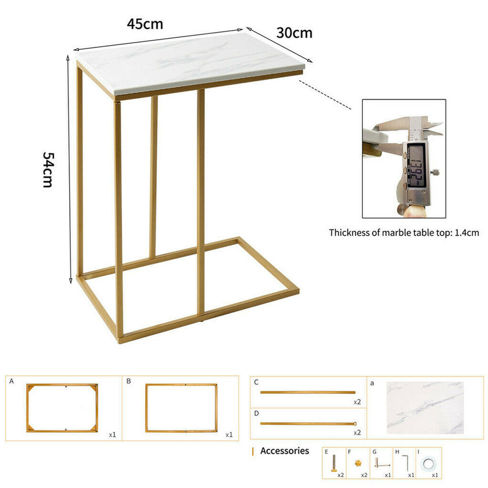 Heavy-Duty C-Shaped End Table with Storage