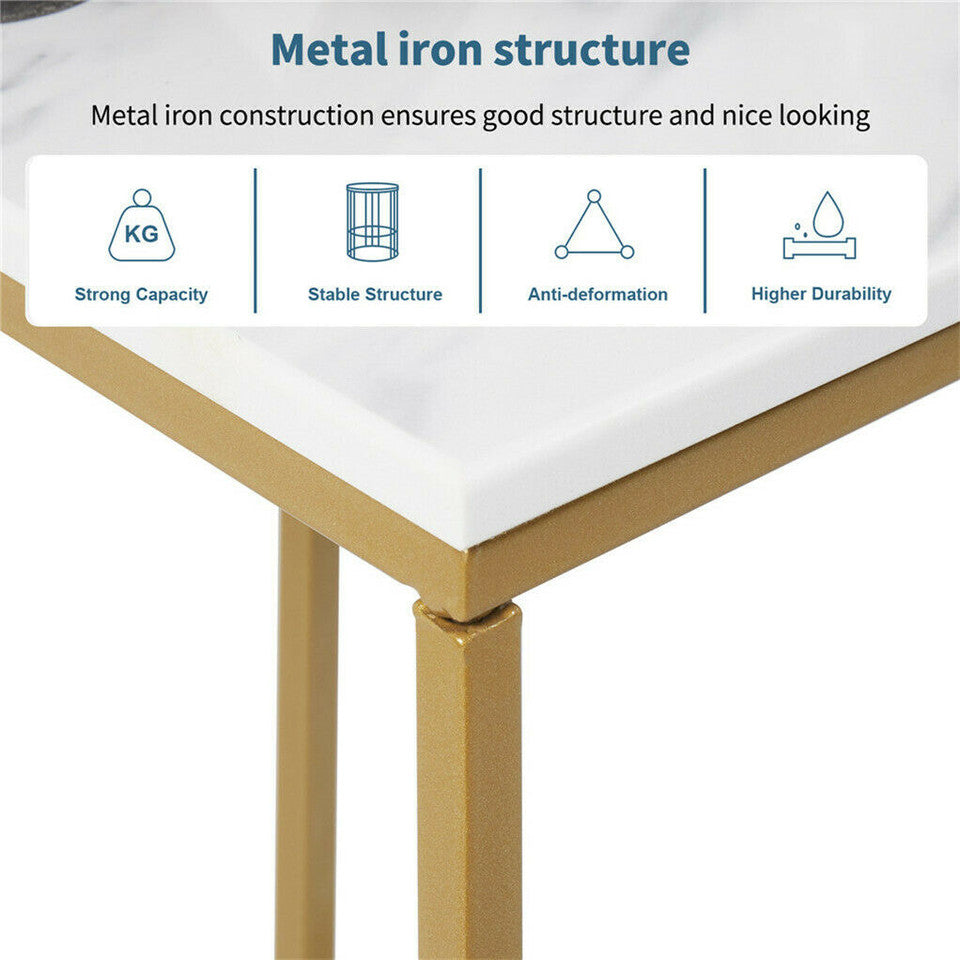 Heavy-Duty C-Shaped End Table with Storage