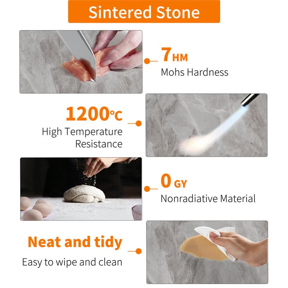 Square Marble Dining Table Sintered Stone Kitchen Table 80x80cm - Modern Restaurant Table with Metal Legs