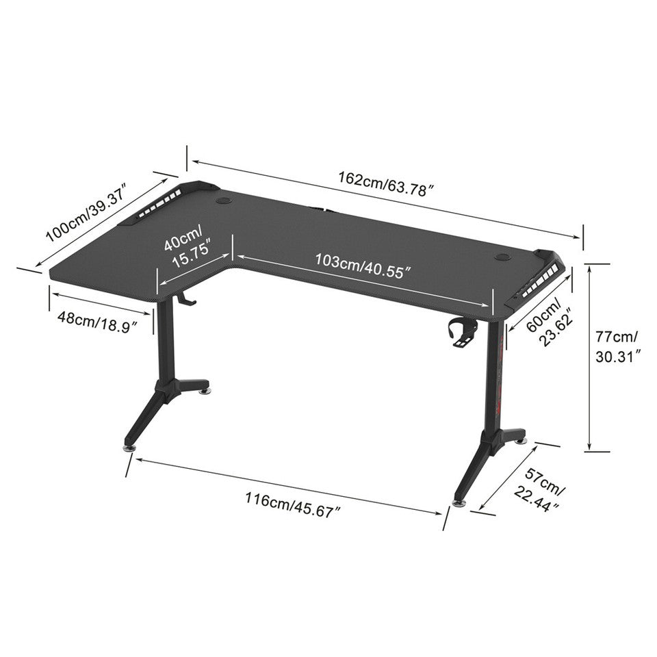 XXXL L-Shaped Gaming Desk w/ Storage Box