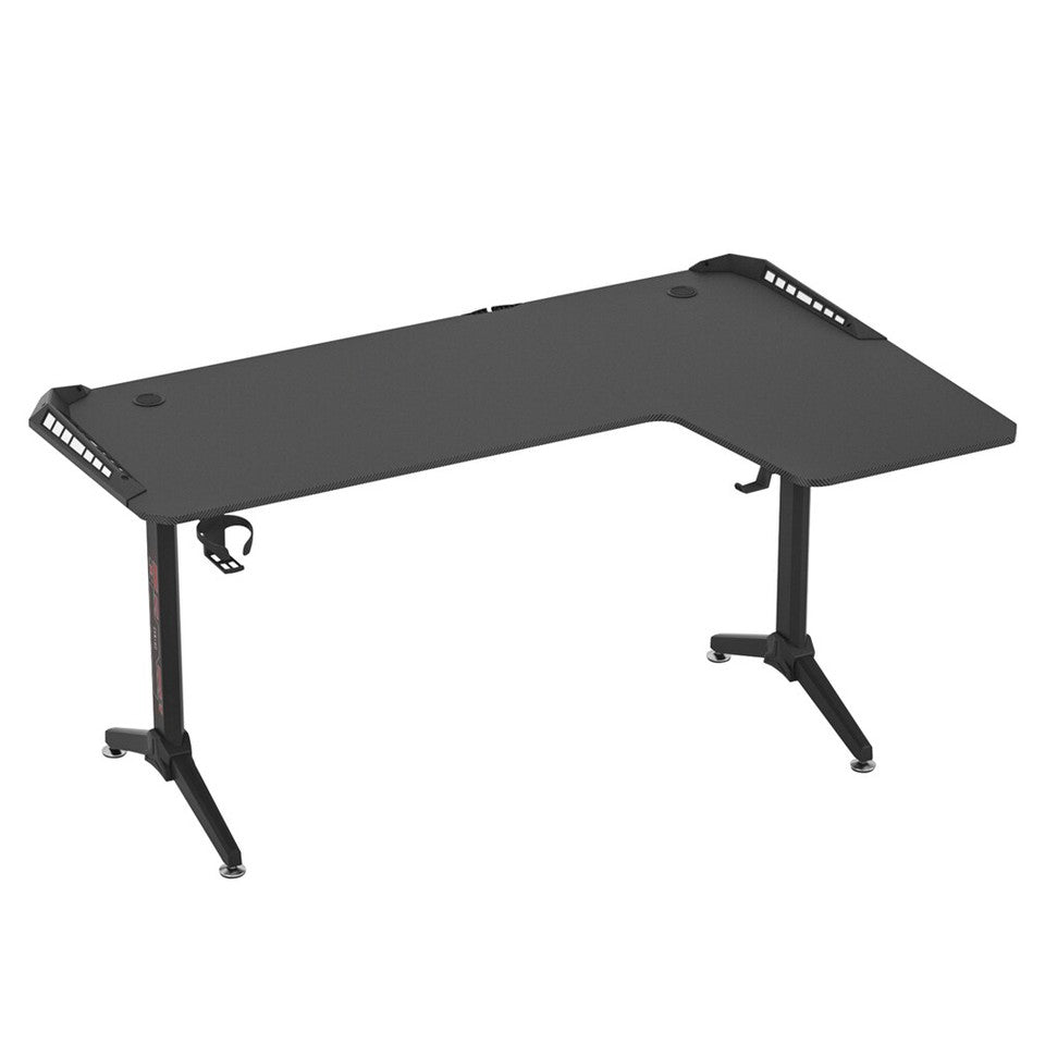 Multi-Style Pro Gaming Desk RGB LED L-Shaped PC Computer Studio Gamer Table Carbon Fibre