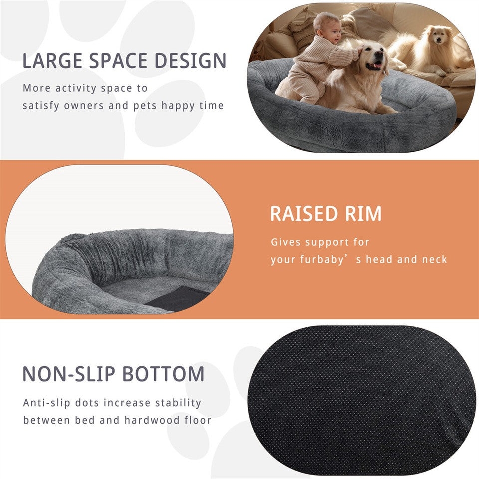 Xxl Human-Sized Dog Bed Washable Orthopedic Pet Bed Bean Bag With Soft Blanket