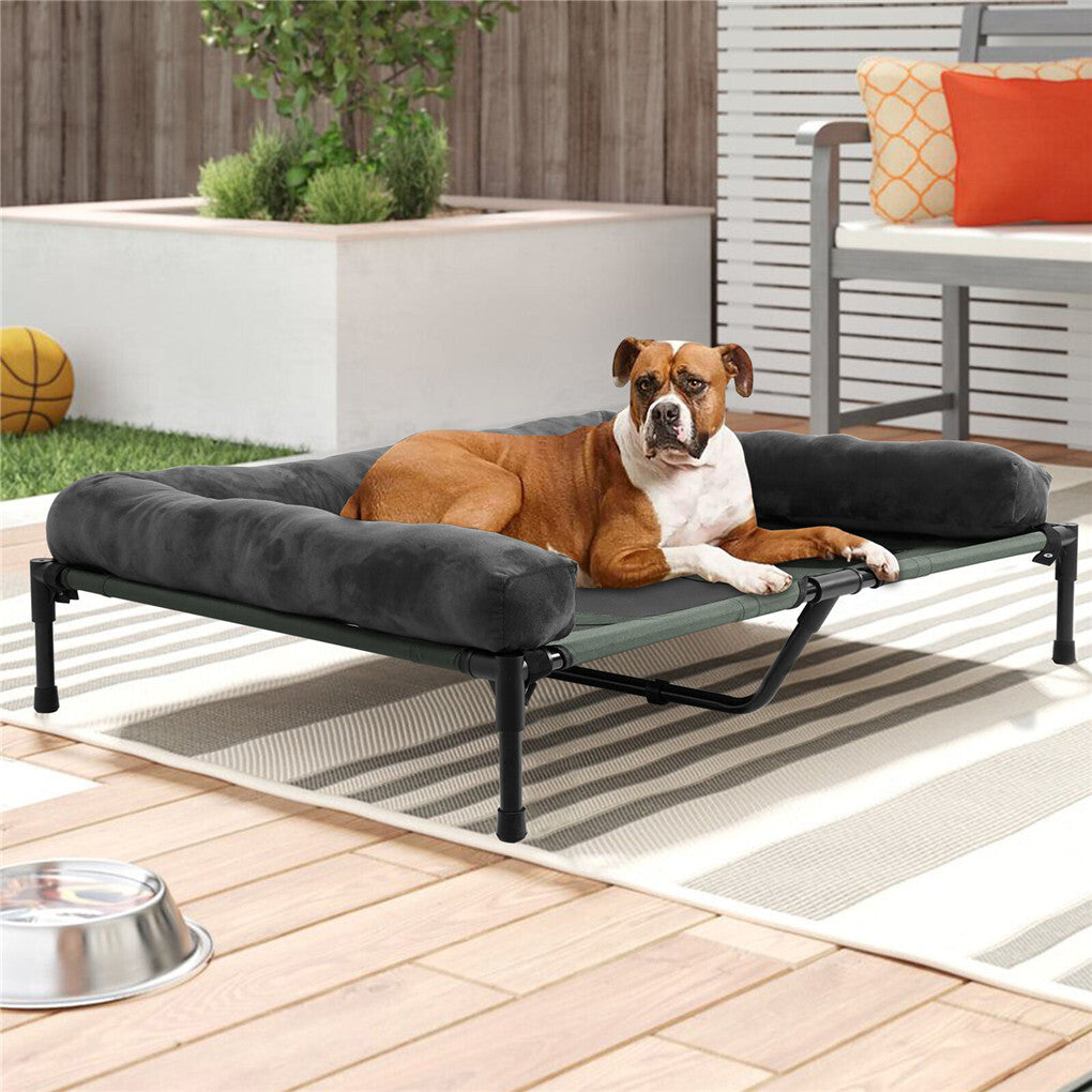 Oversized Raised Dog Bed with Cooling Bolster Lounger