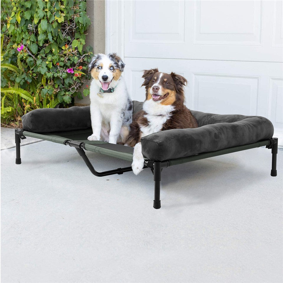 Oversized Raised Dog Bed with Cooling Bolster Lounger