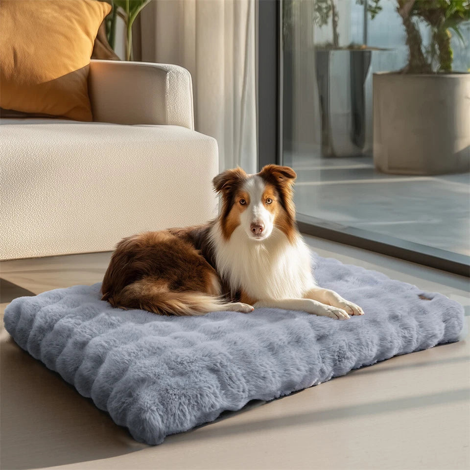 Plush Pet Bed with Non Slip Base and Removable Cover