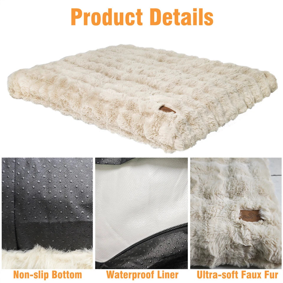 Plush Pet Bed with Non Slip Base and Removable Cover