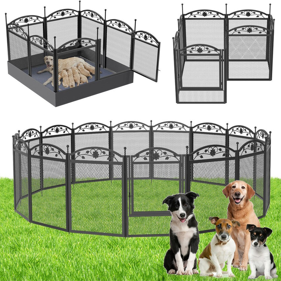 Fin Heavy Duty Dog Play Pen Enclosure Whelping Cage With Fertility Mat Puppy Playpen