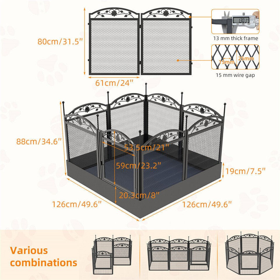 Fin Heavy Duty Dog Play Pen Enclosure Whelping Cage With Fertility Mat Puppy Playpen