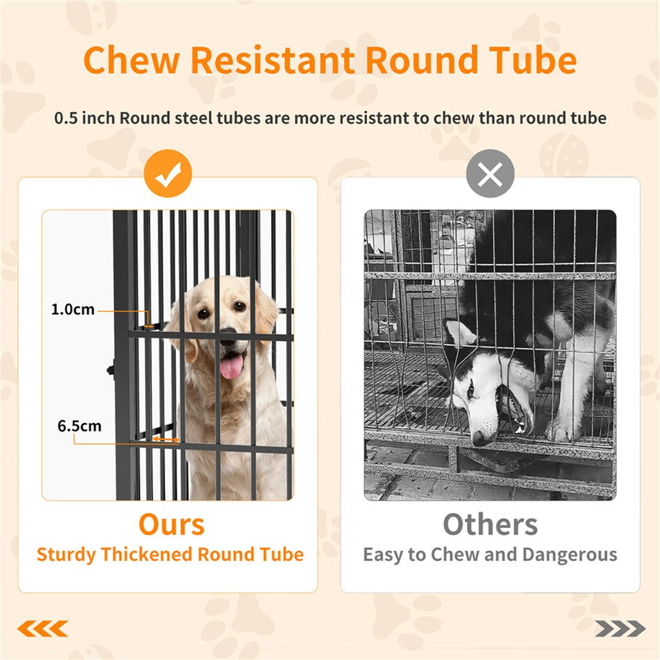 Fin 4 Doors Ultra Thicken Dog Crate Cage End Table Divided Dog Puppy Kennel F/ 2 Dog