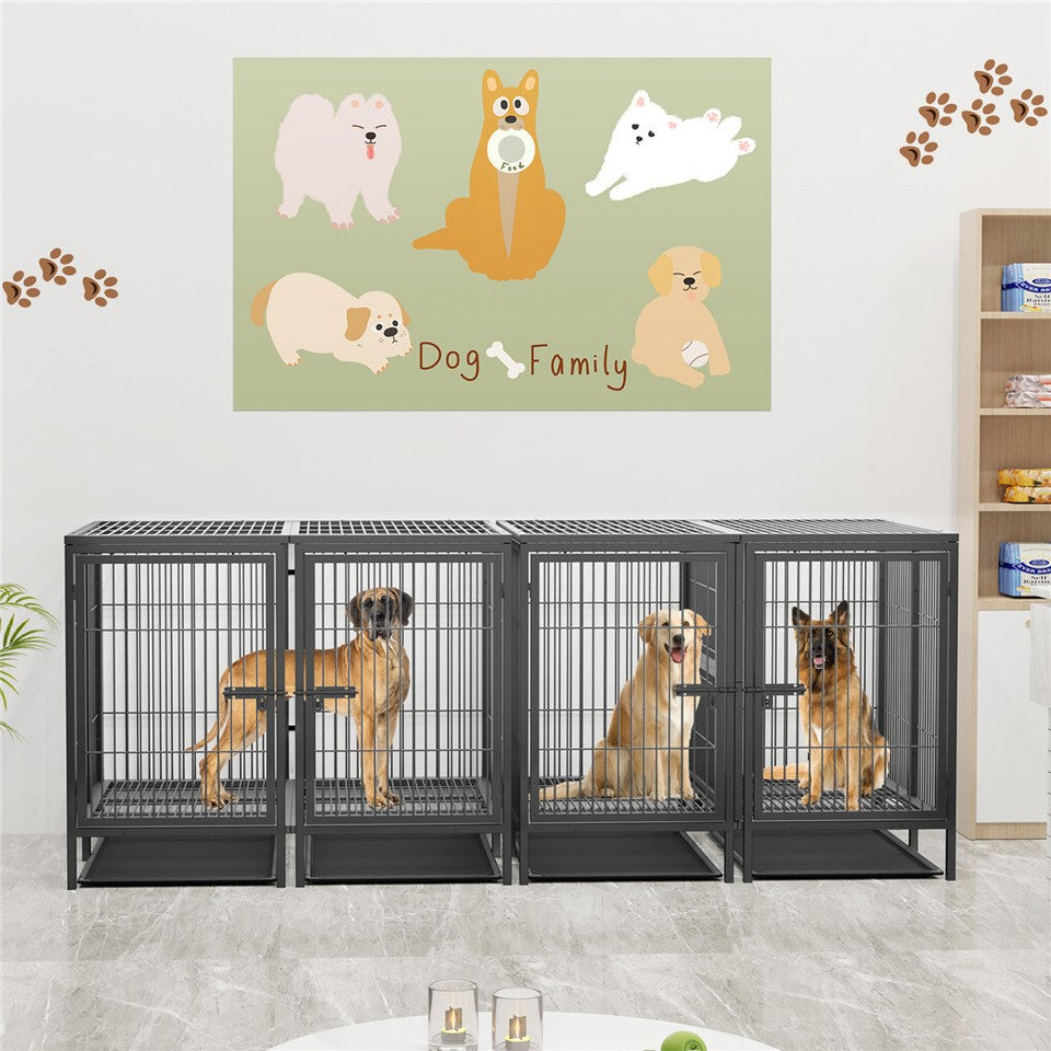 Giant Dog Cage Indoor Outdoor Super-Hard Metal Kennel Pet Playpen W Tray&Divider