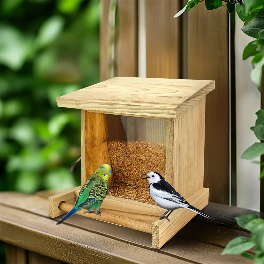 Wooden Outdoor Hanging Bird Feeder Wall Mounted