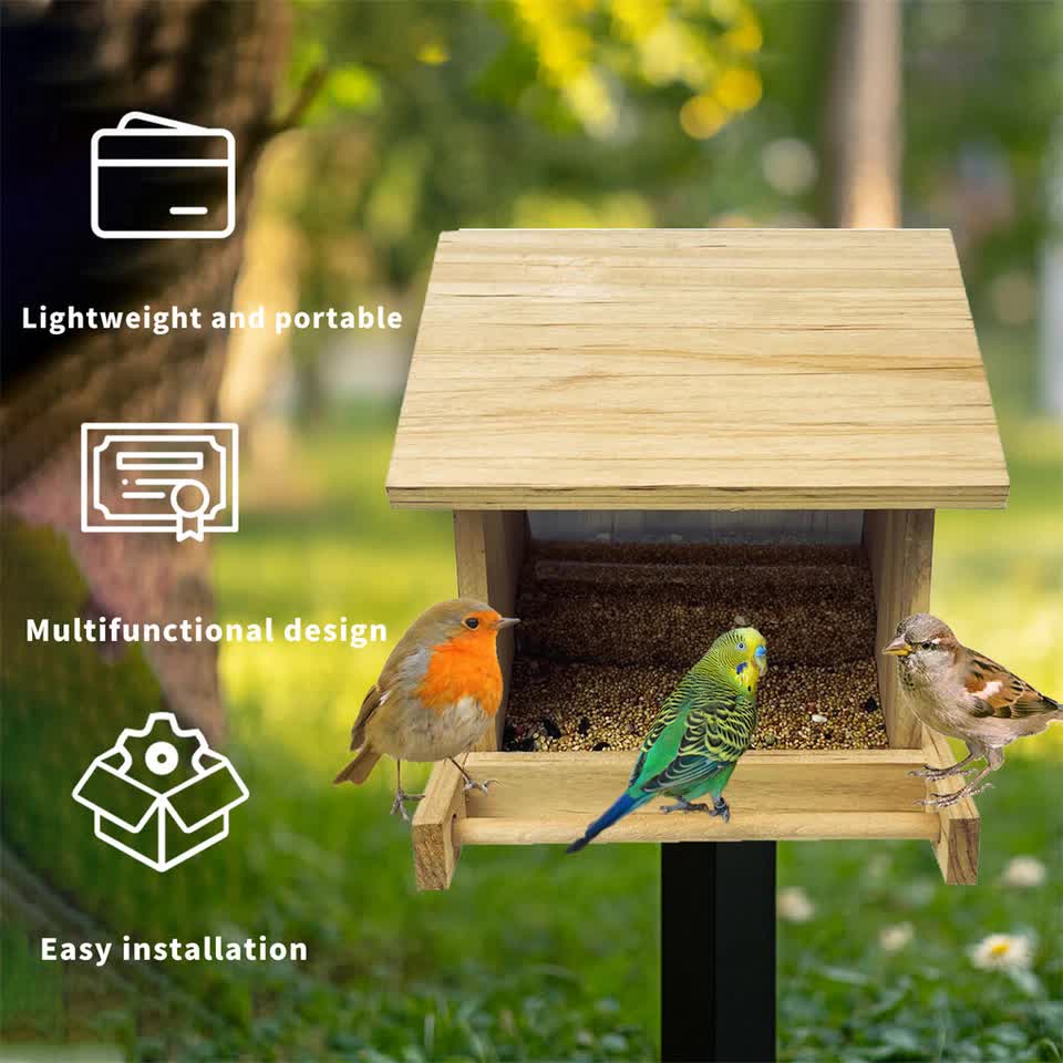 Wooden Outdoor Hanging Bird Feeder Wall Mounted