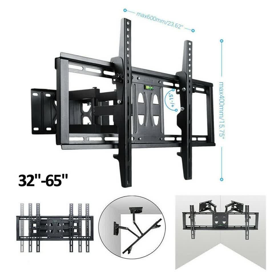 Heavy Duty Wall Mount Tilt Swivel Bracket Double Arms 32-85" Led/Plasma/Lcd Tvs