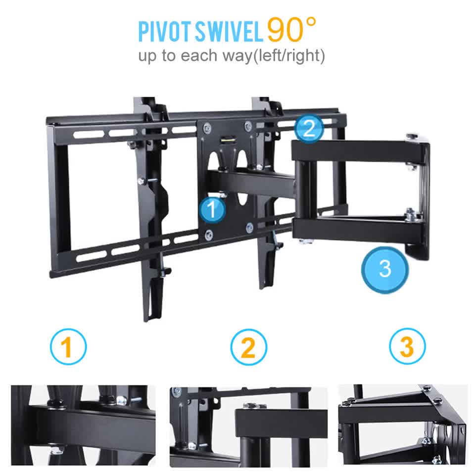 Heavy Duty Wall Mount Tilt Swivel Bracket Double Arms 32-85" Led/Plasma/Lcd Tvs