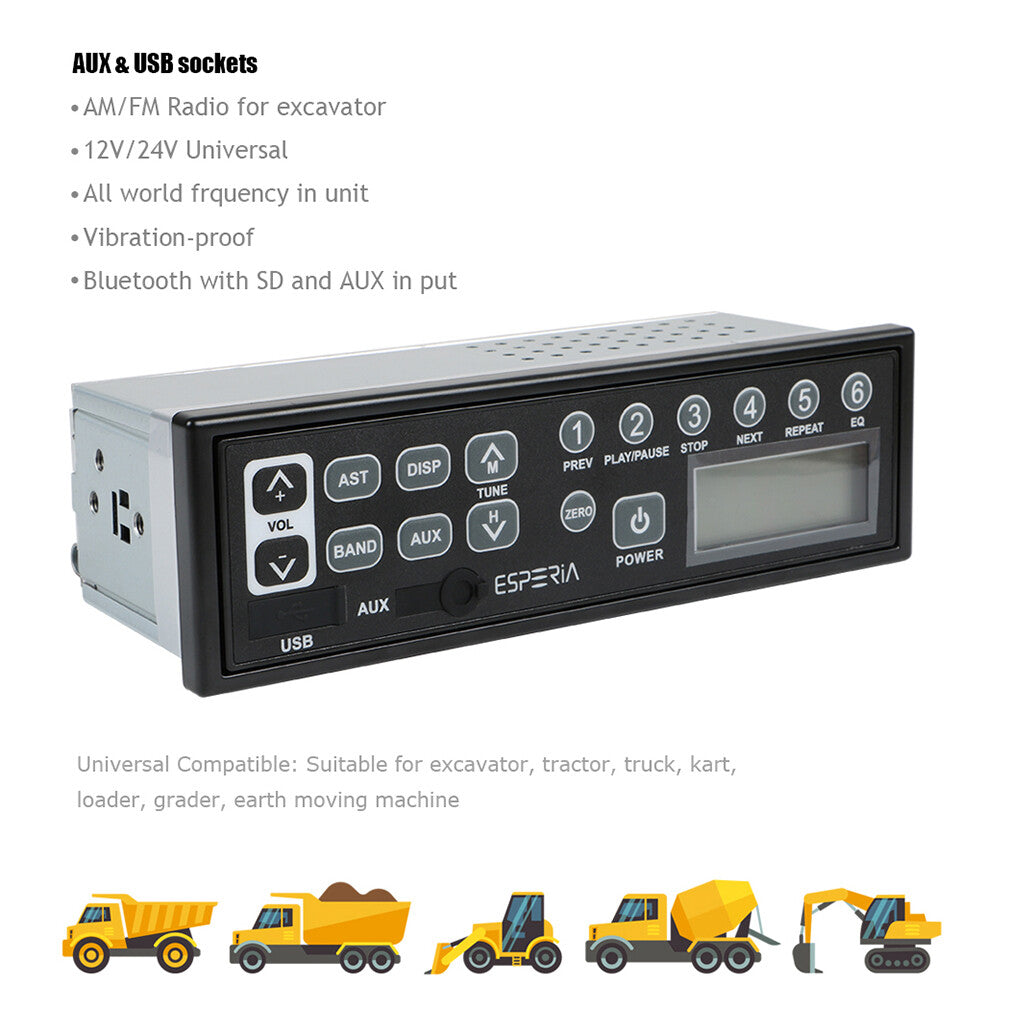 Bluetooth Excavator Radio AM/FM Radio Adapter With MP3 Player for Excavator Kart