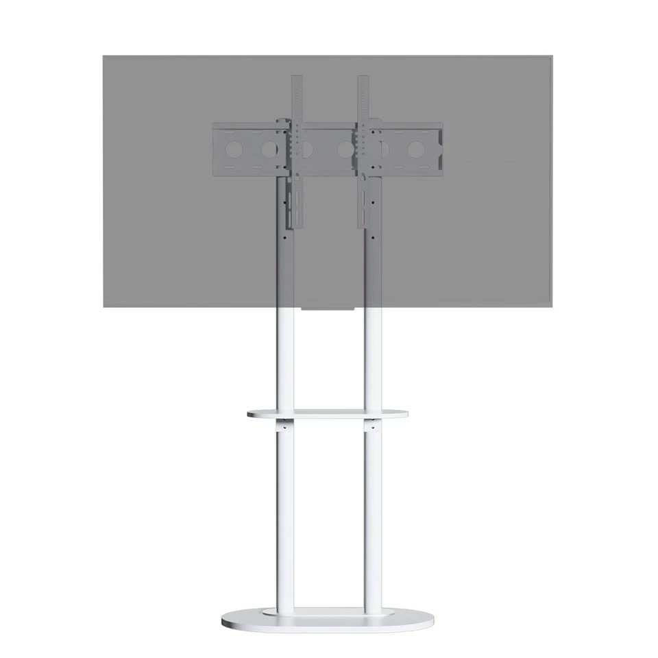 38-75" Heavy Duty Floor Tv Stand W/ Marble Shelf Adjustable Height Mount Bracket