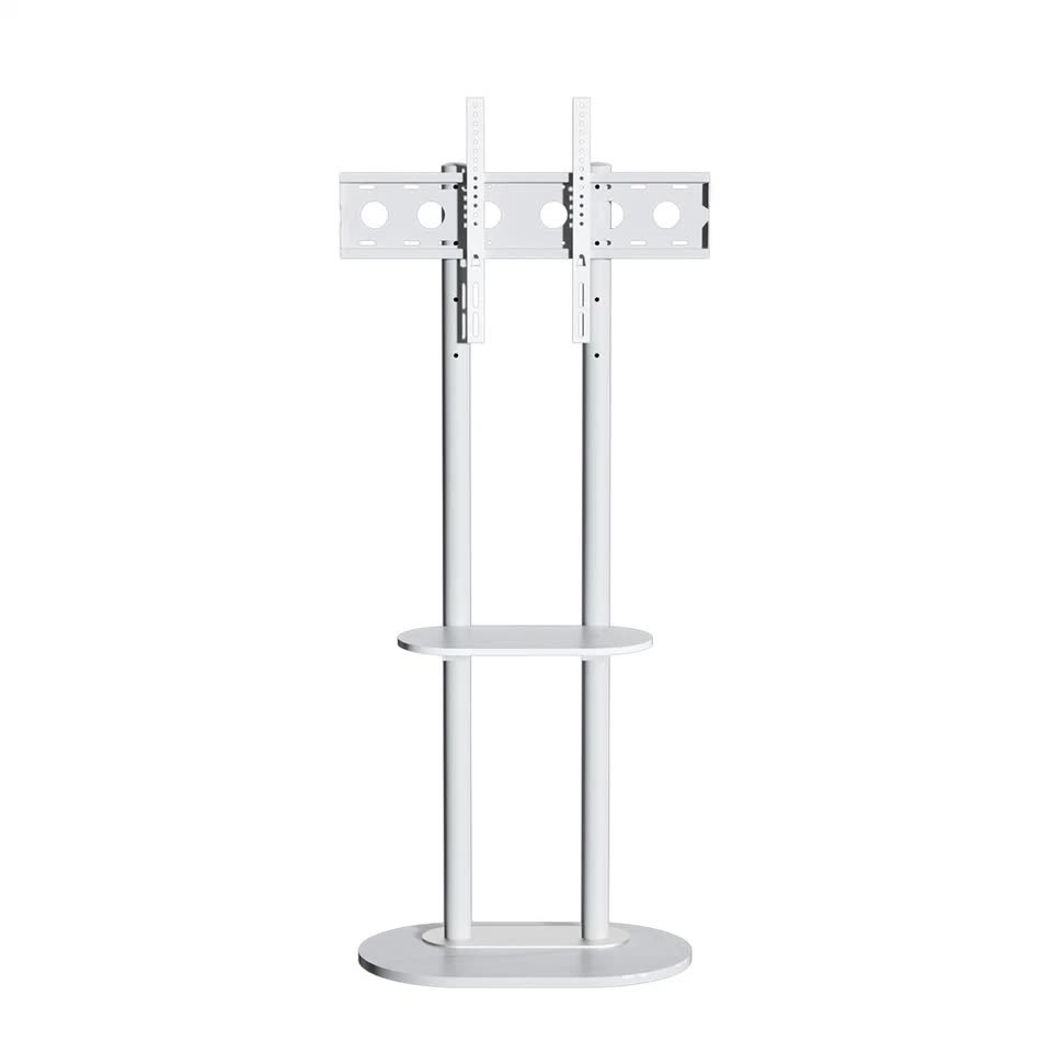 Minimalist Marble Textured Floor Tv Stand 40"-75" Strong Steel Tv Bracket Stable