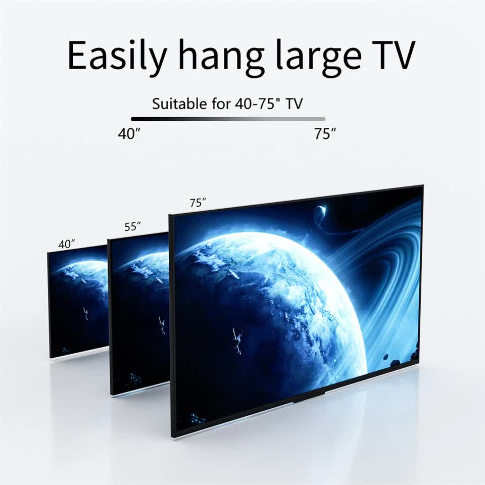 Minimalist Marble Textured Floor Tv Stand 40"-75" Strong Steel Tv Bracket Stable