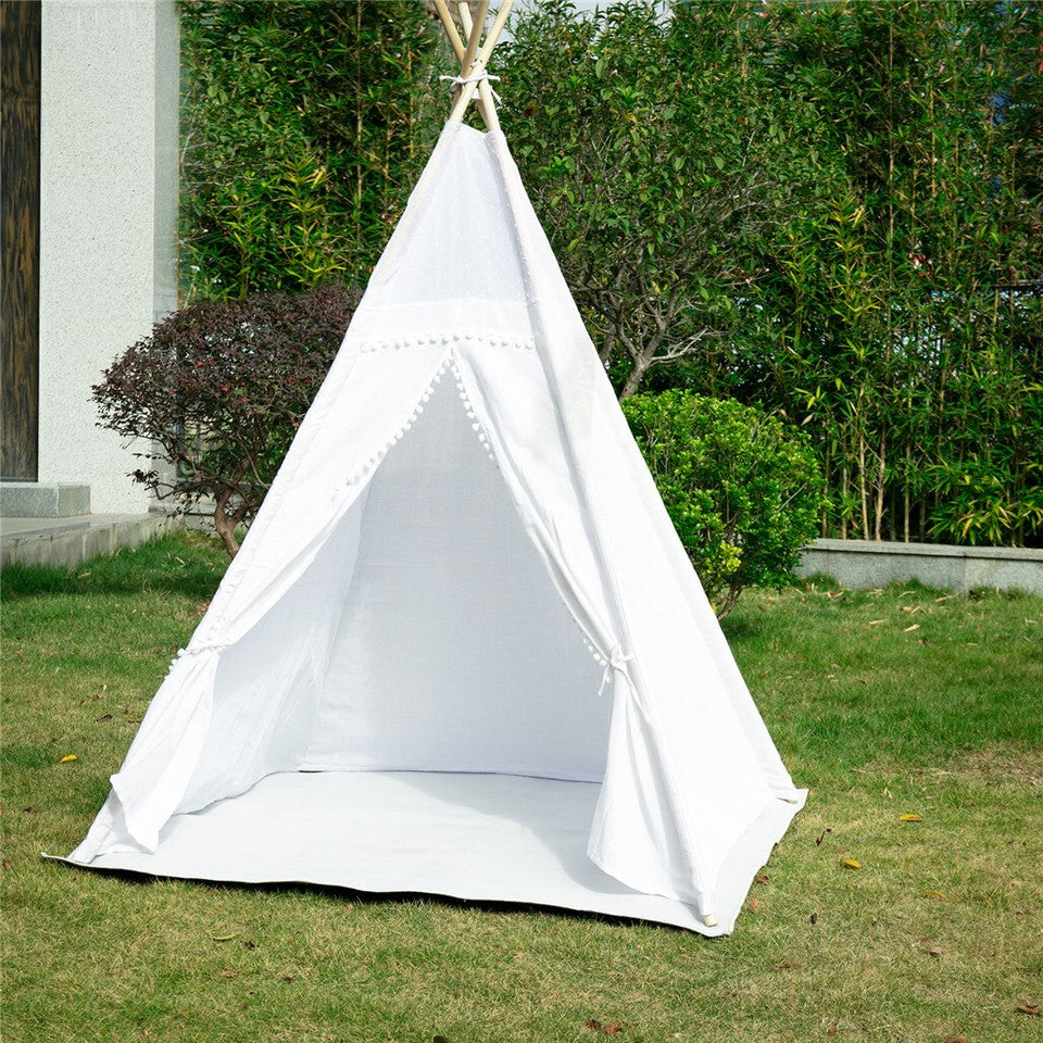 Xxl Kids Play Teepee Tent Indoor Boho Tent Foldable Tipi With Window/Pompom/Mat