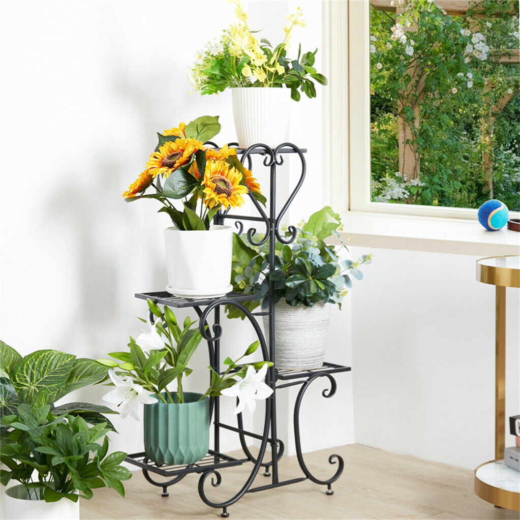 4-Tier Heavy Duty Plant Potted Stand Flower Planters Display Rack Outdoor Indoor