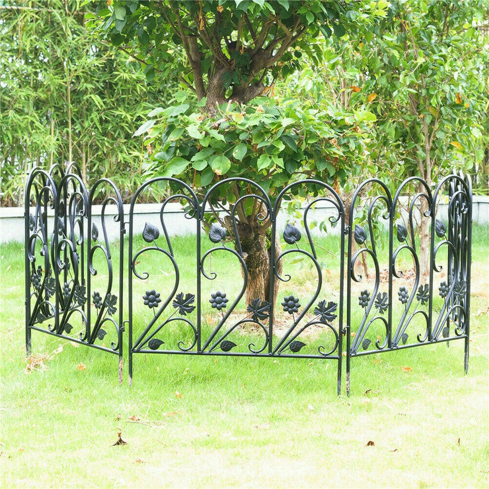 5-Piece Decorative Garden Fence Black Metal Wire Patio