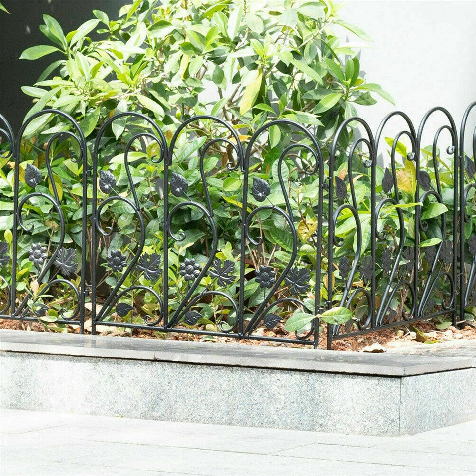 5-Piece Decorative Garden Fence Black Metal Wire Patio