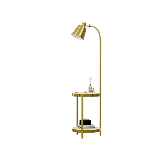 Creative Lamp End Table with Gold Shade - Modern Floor Lamp Accent Furniture & D�cor Lighting for Living Room (AU Plug)