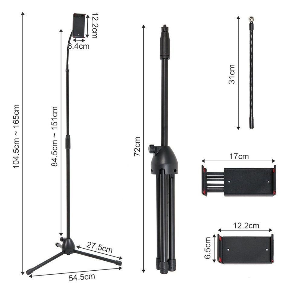 Universal Tripod Floor Stand Holder Adjustable Gooseneck For iPad iPhone Tablet