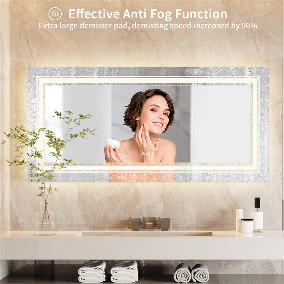 LED Bathroom Mirror with Anti-Fog & Adjustable Lighting