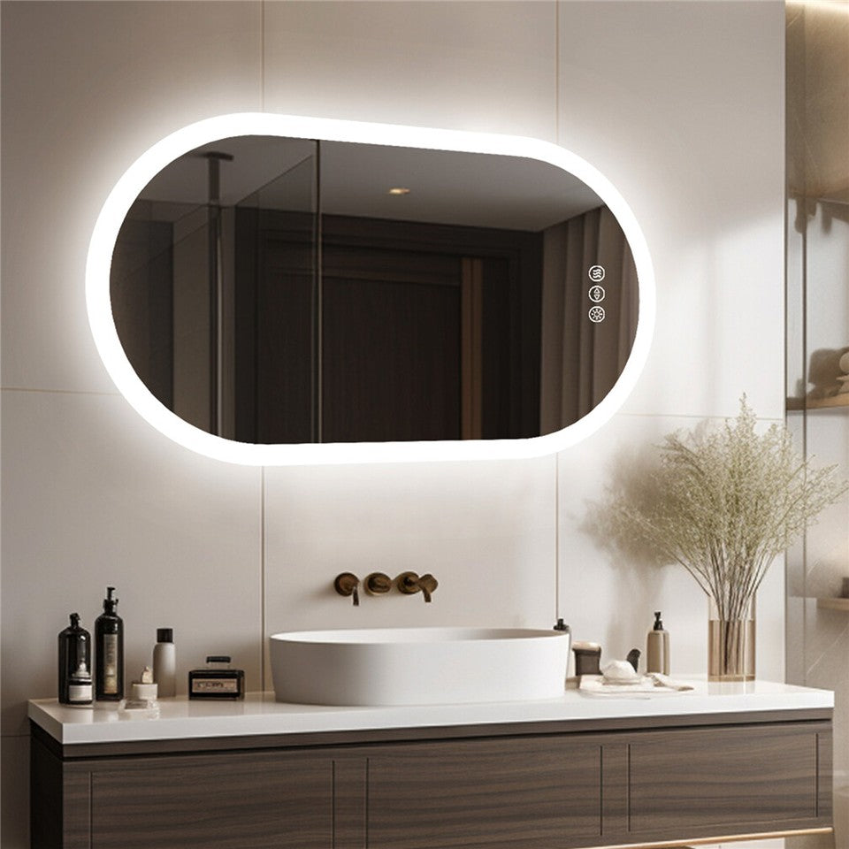 Premium Oval LED Anti-Fog Bathroom Mirror