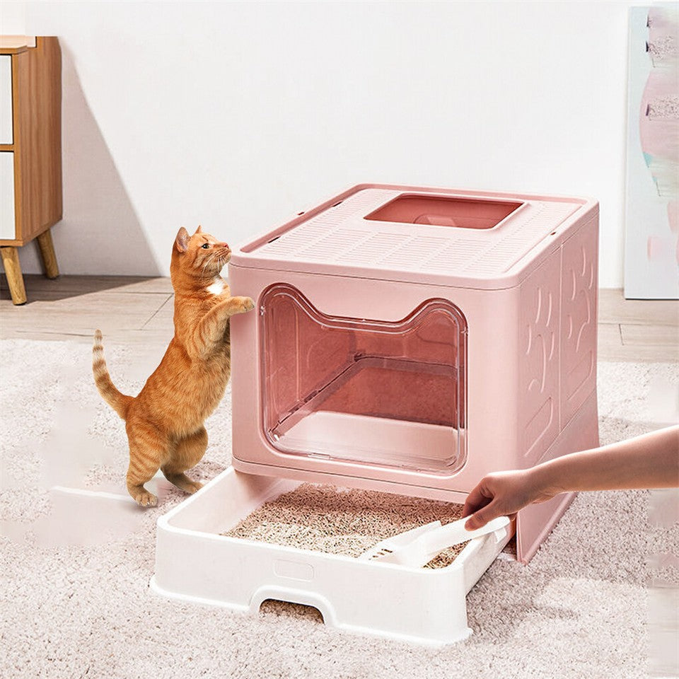 Xxl Large Cat Litter Box Self-Cleaning No Smell Pet Toilet Box With Tray & Scoop