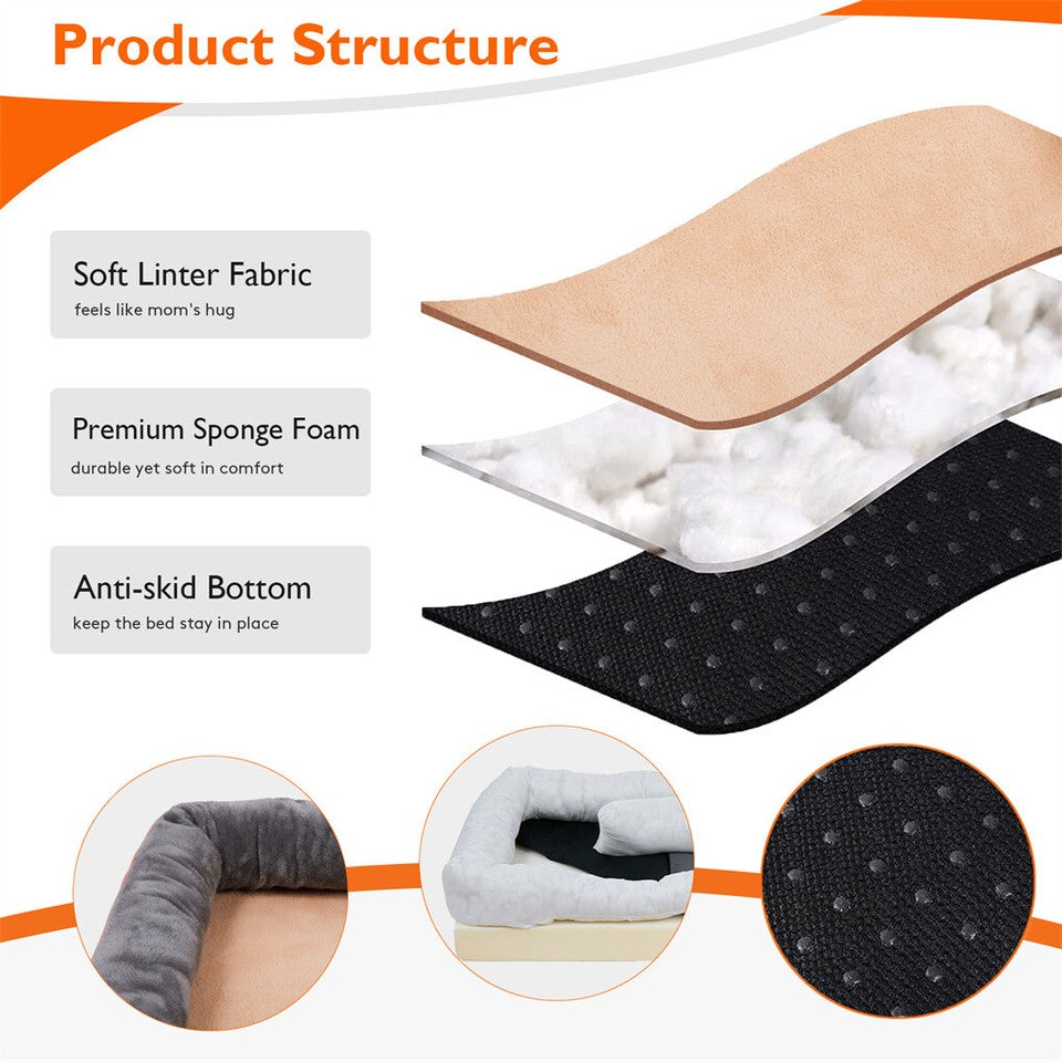 Memory Foam Dog Sofa with Orthopedic Bed & Rim Pillow