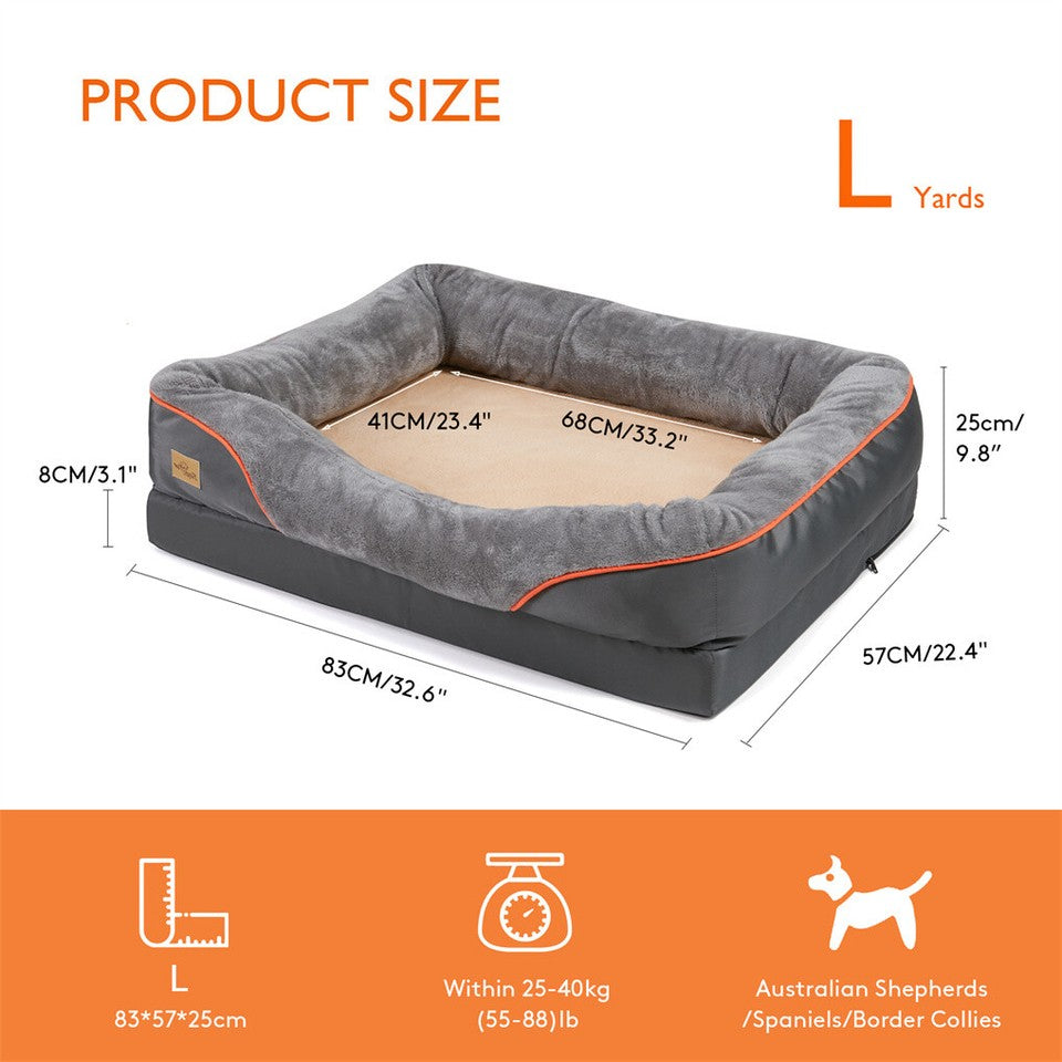 Memory Foam Dog Sofa with Orthopedic Bed & Rim Pillow