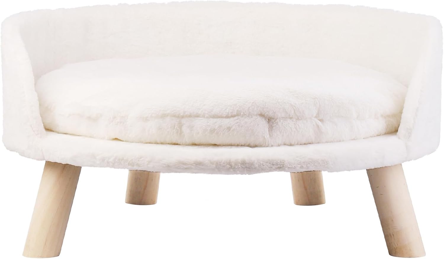 Pet Sofa Bed with Plush Cushion & Wooden Legs